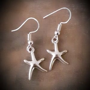 Silver Charm Earrings, Nickel Free, Abstract Star